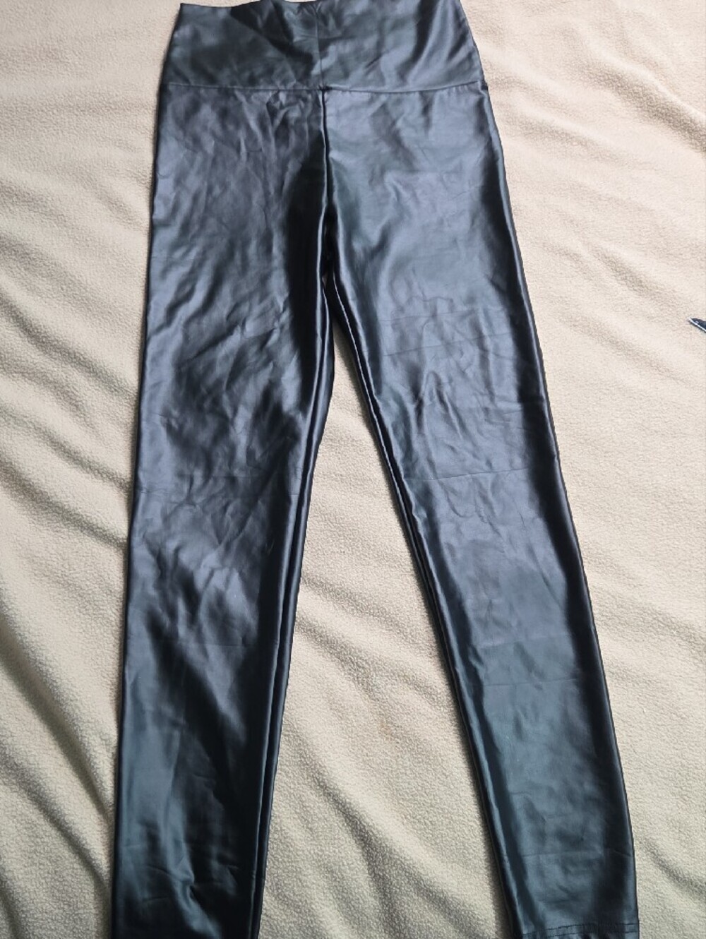 High Waist Black Faux Leather Leggings - Picture 2 of 3